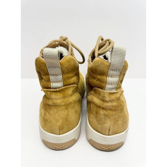 Marc Fisher High Top Sneaker Size 8.5 Fur Lined Tan Suede Lace Up Winter Booties - Picture 6 of 12
